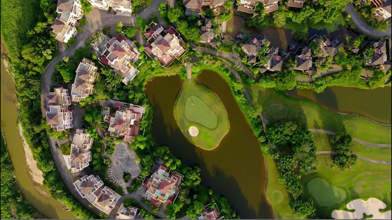 航拍恒大棕榈岛高尔夫别墅，俱乐部（Palm Island Golf Course），空中围观一下有钱人的休闲生活。
