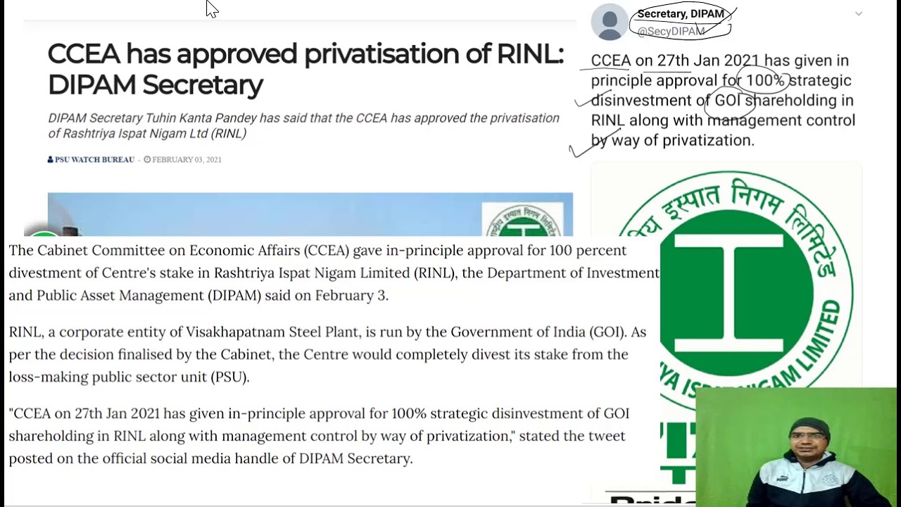 RINL(VIZAG STEEL) to be Privatised Soon