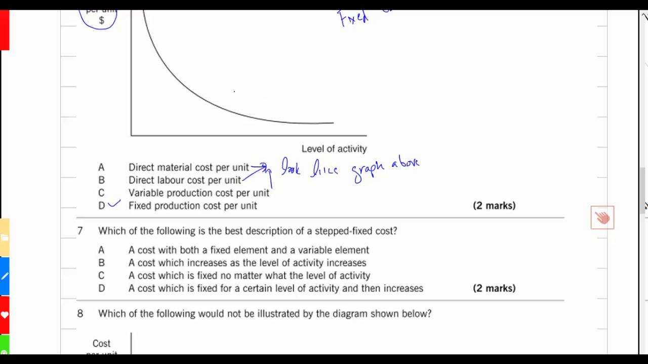 FIA MA1 cost classification QUESTIONS PART 1