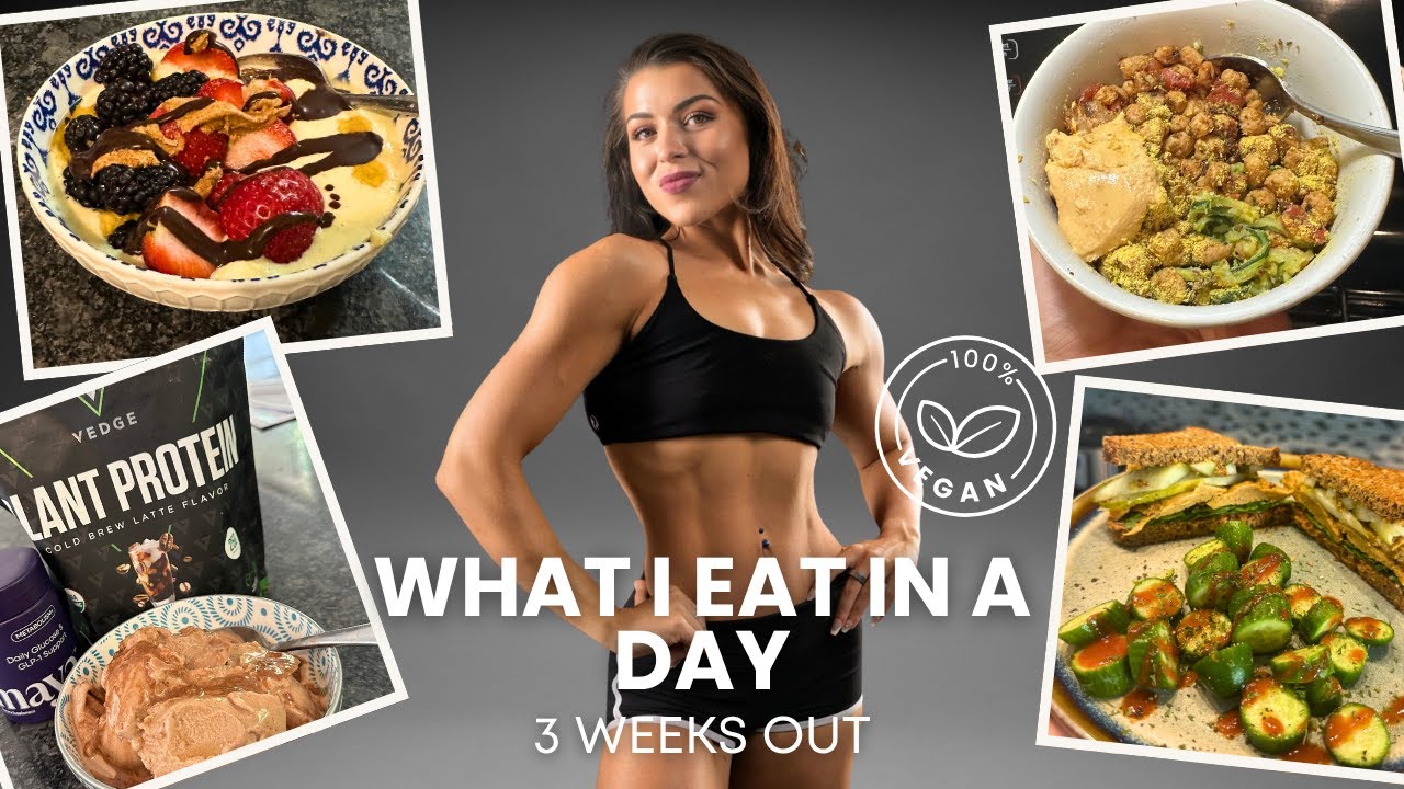 What I Eat in a Day as a Vegan Bodybuilder + Back Training | 3 weeks Out