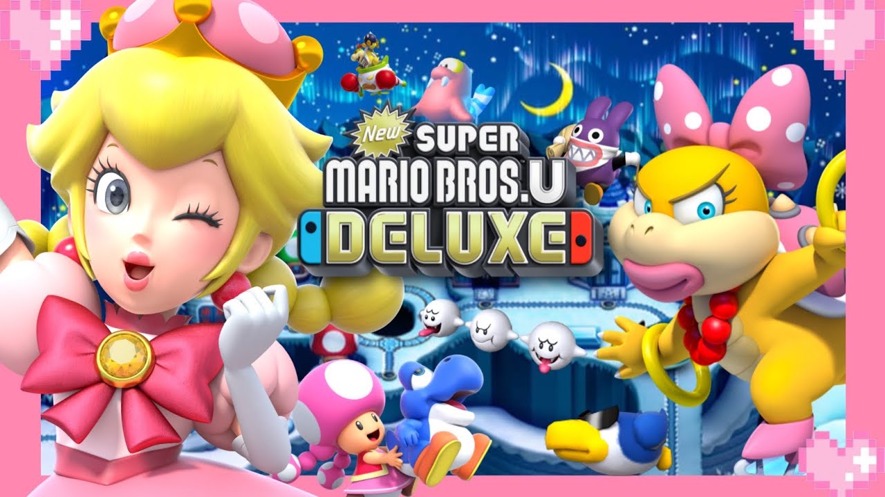 💗 New Super Mario Bros.U Deluxe (Frosted Glacier) - Peachette toadette Gameplay 💗