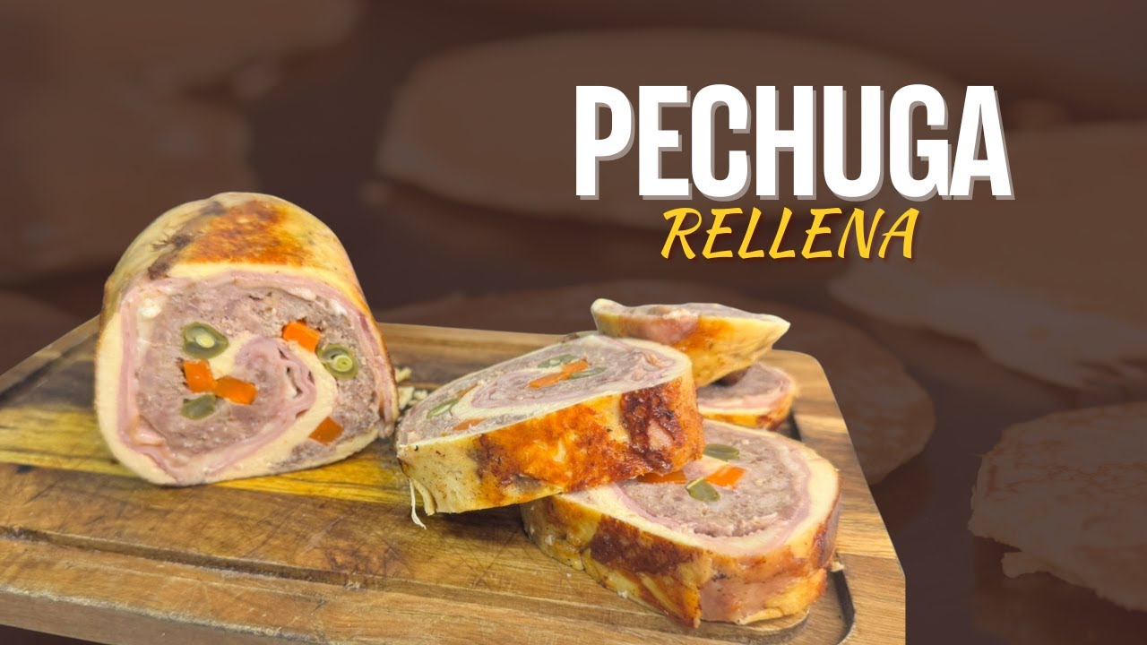 como hacer ROLLO  DE PECHUGA RELLENA facil y sin horno