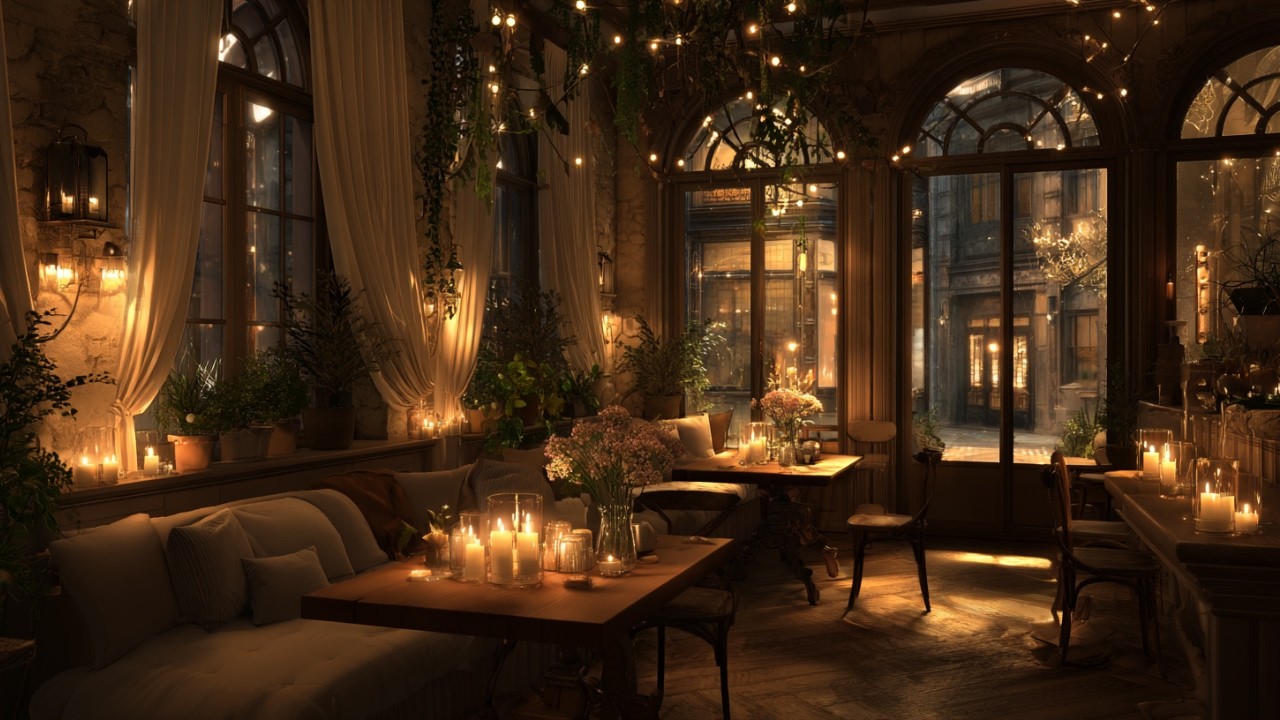 Cozy Evening Café Ambience | Relaxing Jazz Coffee Shop | Unwind at The Velvet Café