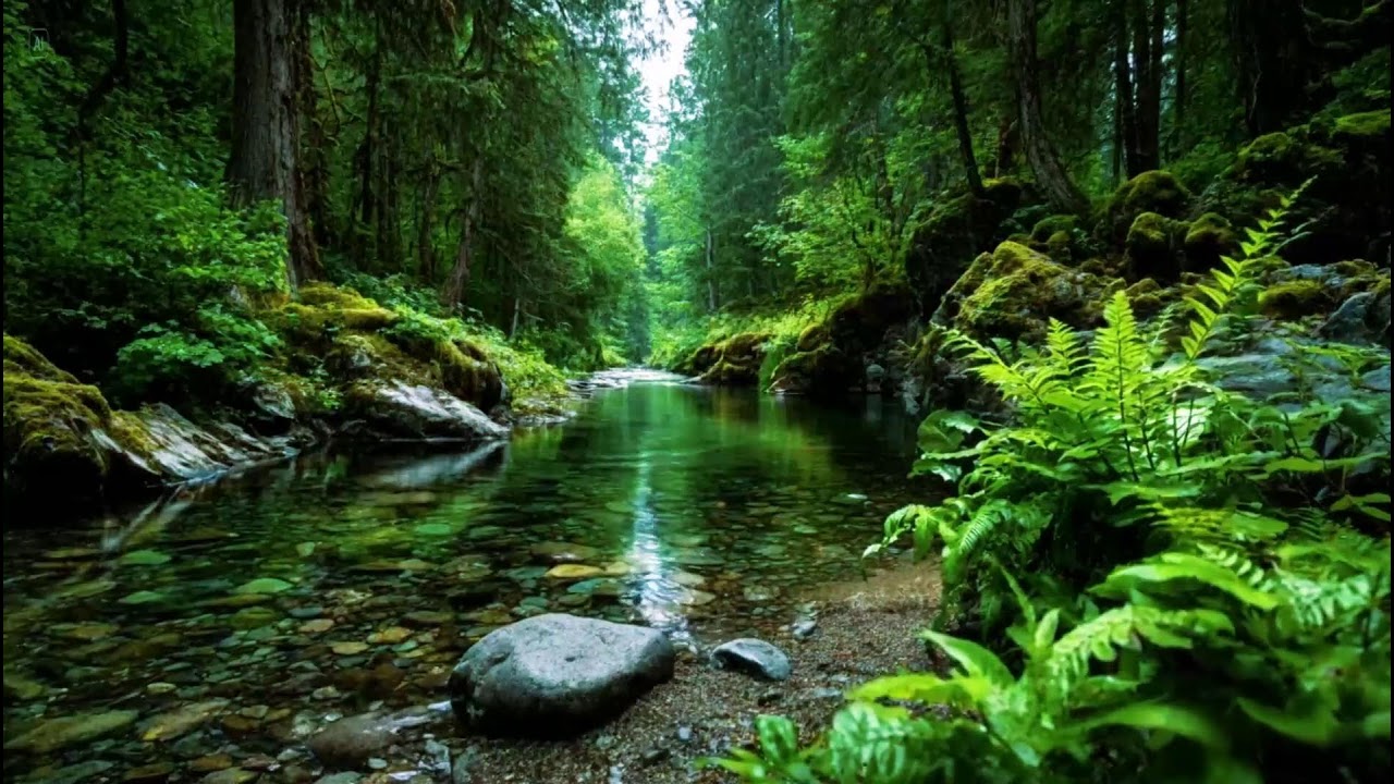 Calming Forest Ambience Sounds | Soothing River Water Flow | Soothing Birds Chirping Ambience