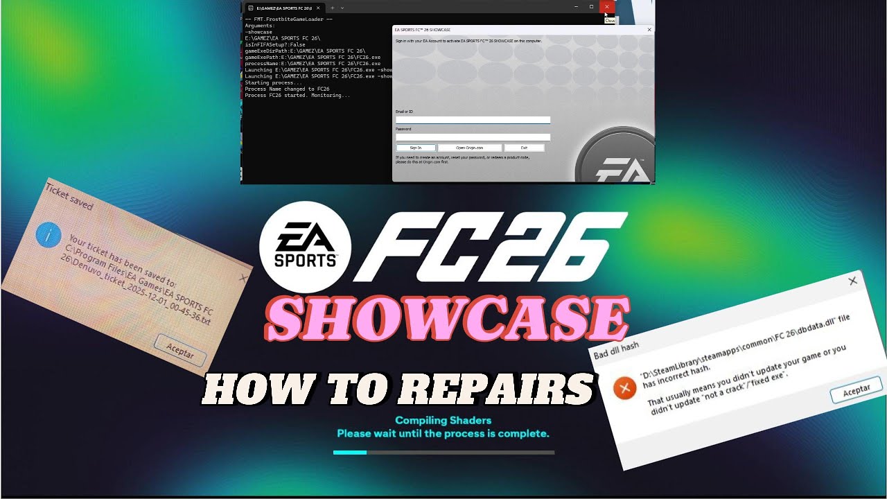 HOW TO FIX OR REPAIR FC26 SHOWCASE (TAKET SAVED OR BAD DLL HASH)