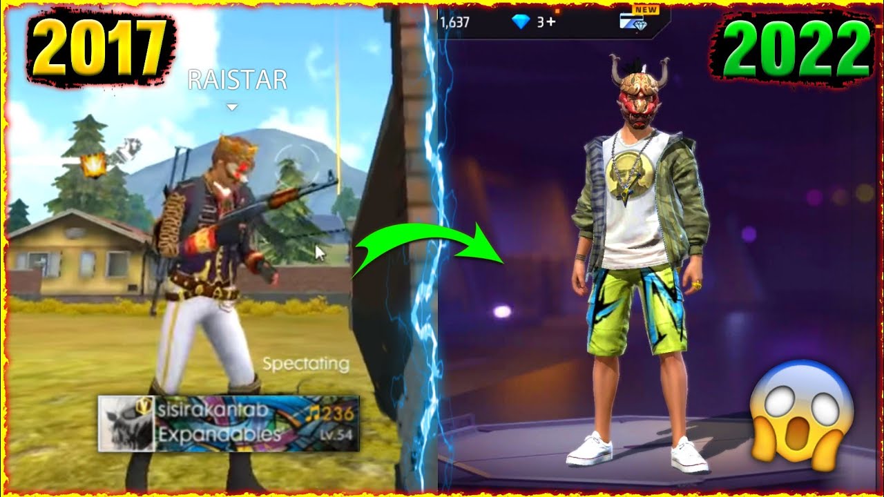 FREE FIRE PLAYERS 2017 VS 2022⚡⚡ -Free fire old Players vs New | Garena Free fire [Part 109]