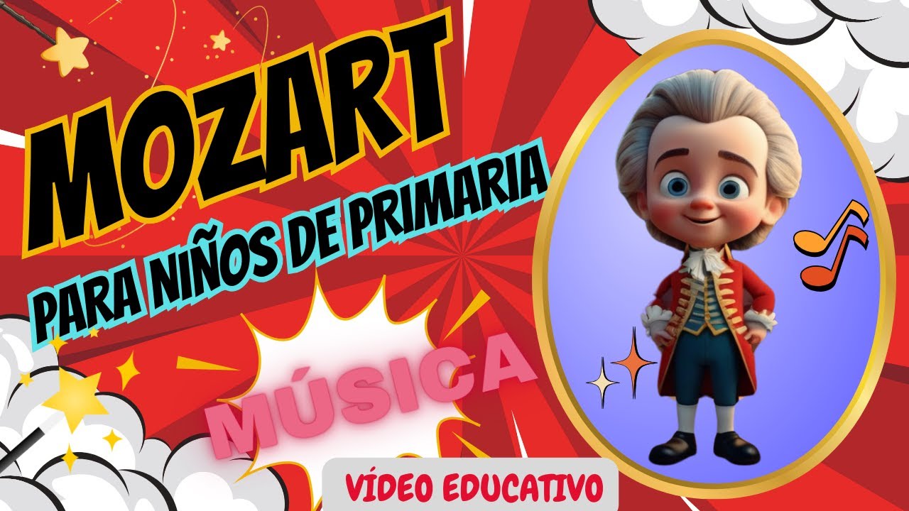 VÍDEO EDUCATIVO para NIÑOS de PRIMARIA Vida y obra de W.AMADEUS MOZART/CerebriNiños🎶✨🎶🎹