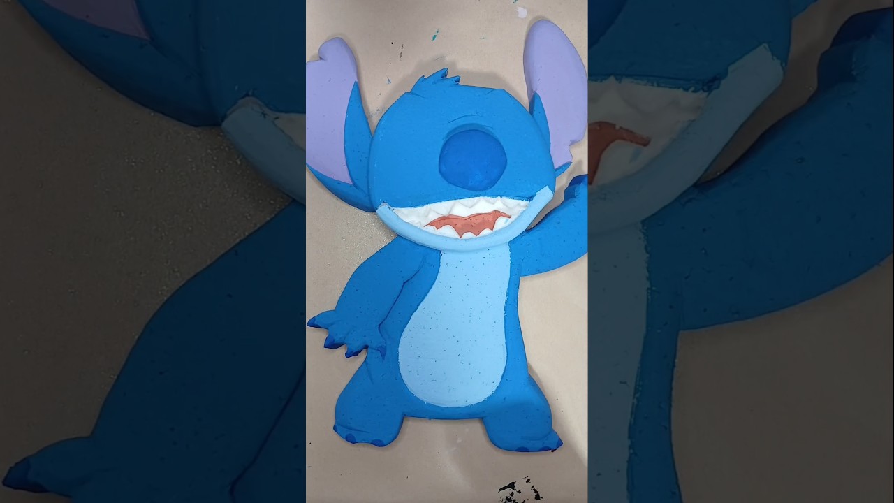 Stitch tallado en unicel, tecnopor, icopor , para pi&ntilde;ata.   #stitch #pi&ntilde;ata #asmr