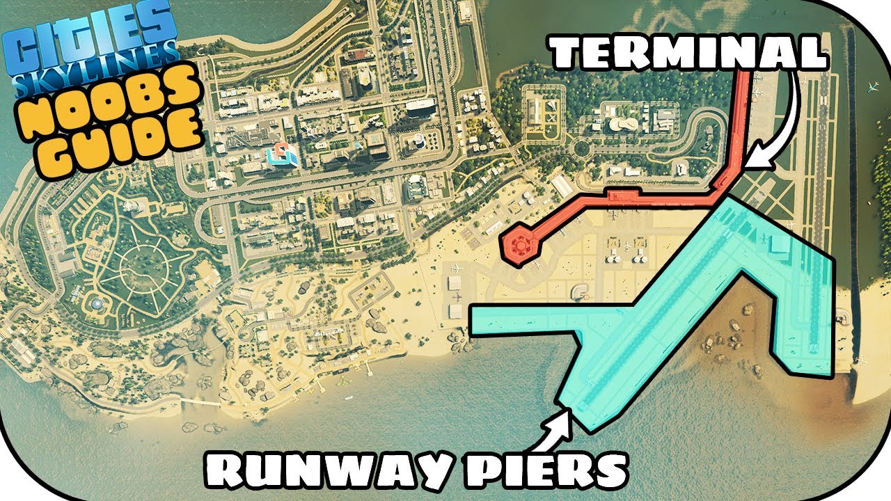 Building A Downtown Ocean-Front Airport In Cities Skylines! | Noobs Guide