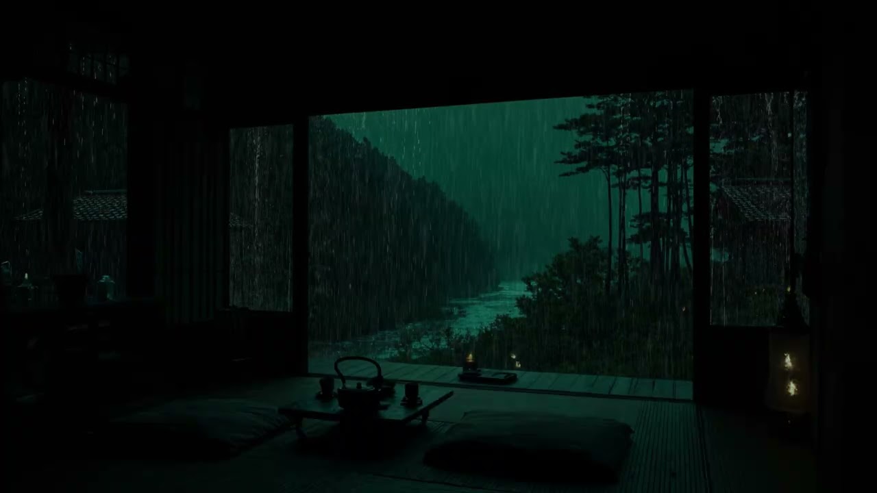 Mountain Cabin Rain Ambience 🌧 (No Ads) | Deep Night Atmosphere for Deep Sleep & Stress Relief