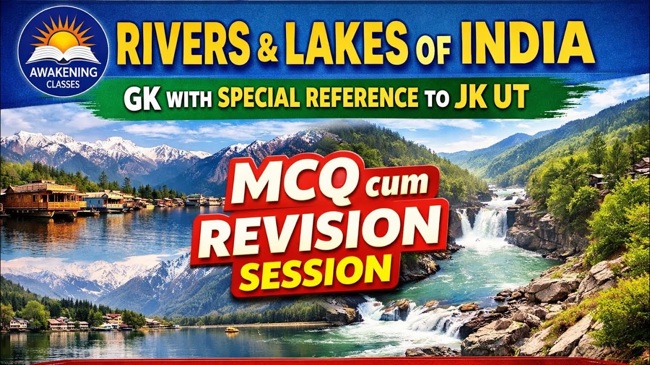 RIVERS AND LAKES OF INDIA | MCQS CUM REVISION SESSION | JUNIOR ASSISTANT | FAA | JKSSB EXAMS |