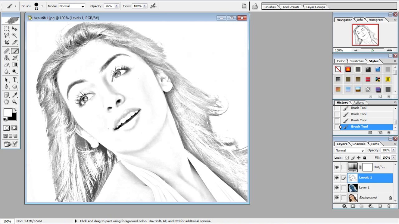 How to make pencil drawing in Photoshop Cs3 | It's easy to sketch #photoshop