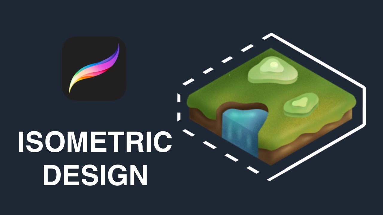 How to draw an ISOMETRIC ILLUSTRATION in procreate (beginner) - Landscape, Minecraft inspired cube