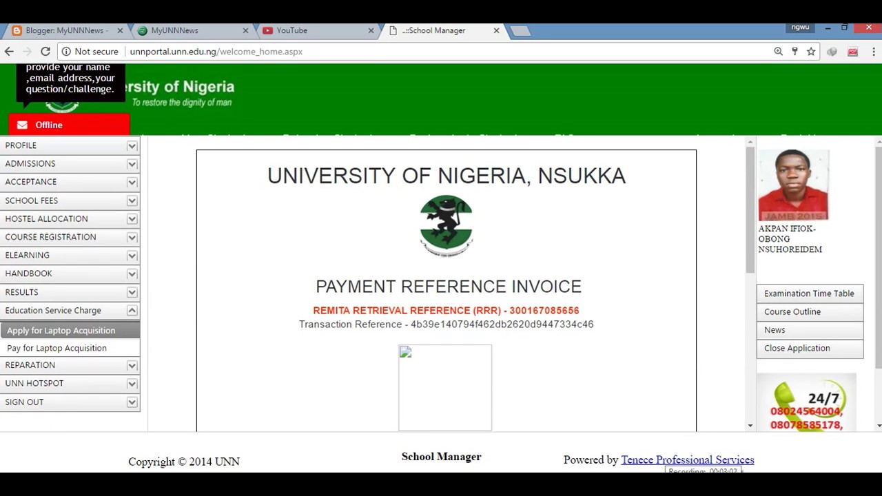 HOW TO GENERATE UNN LAPTOP INVOICE