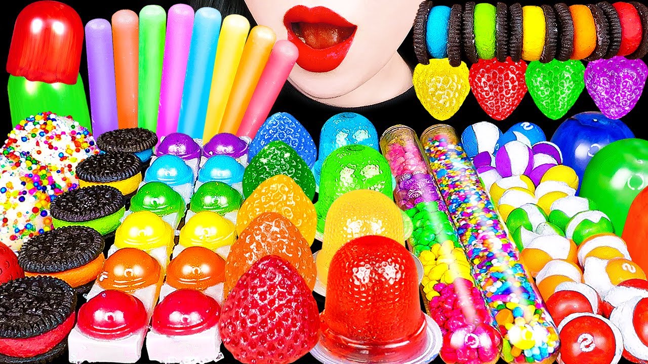 ASMR RAINBOW DESSERTS FROZEN NIK-L-NIP KOHAKUTO 무지개 디저트 얼린 닉클립 아이스캔디 먹방 EATING SOUNDS MUKBANG