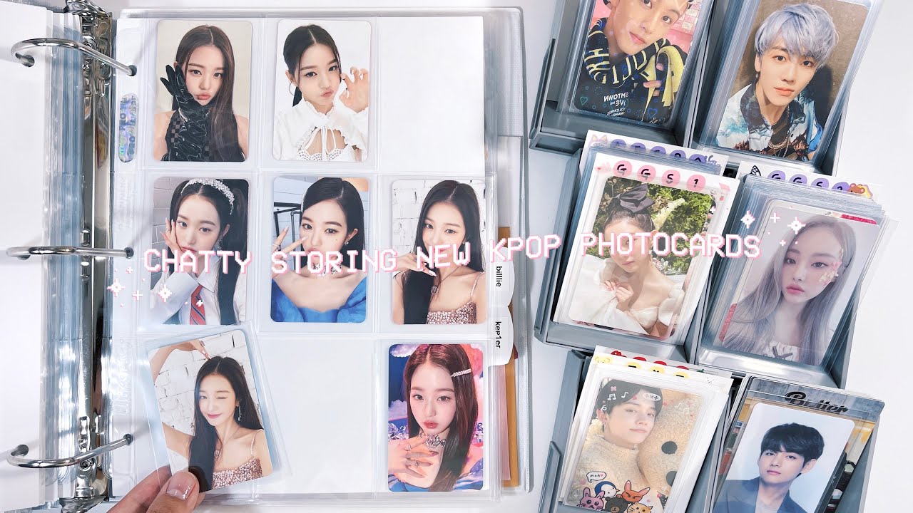 chatty organizing + storing new kpop photocards in my binder ❦ nct, ive, bts, aespa, txt & more !