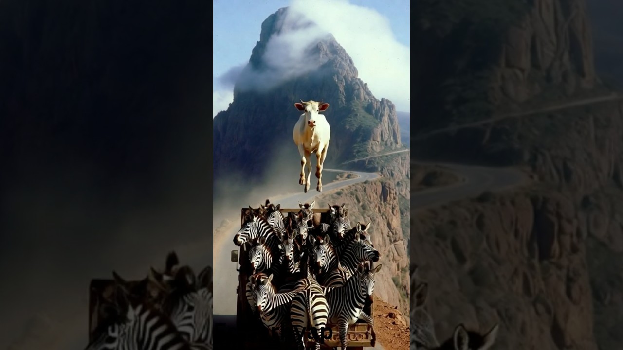 🐄⛰️ The White Cow’s Epic Leap That Saved Dozens of Zebras! 🦓🔥