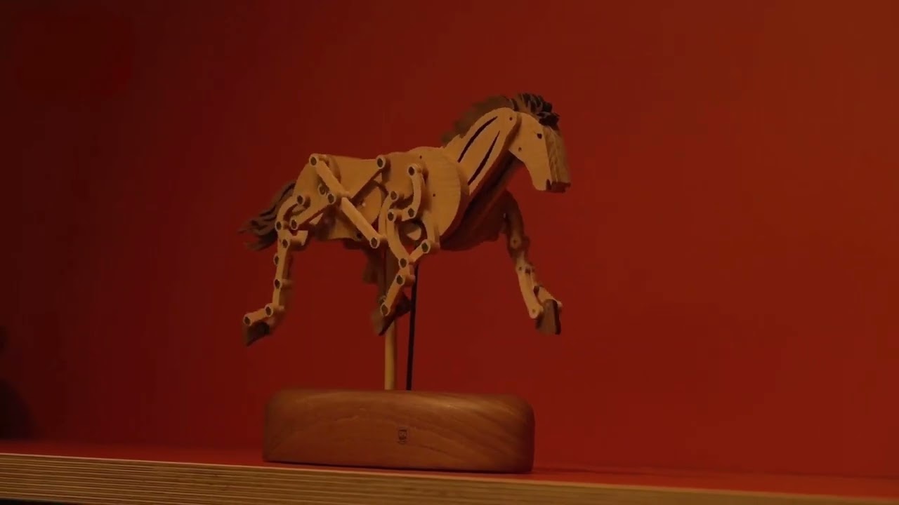 Handcrafted Wooden Horse Kinetic Automata