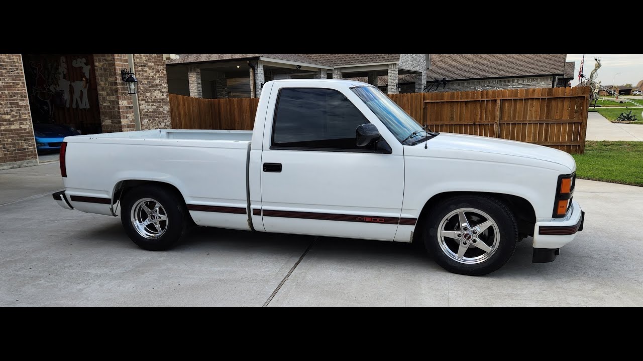 Installation of the 4/6 drop kit on my 89 OBS, and we get the wheels polished up and mounted!