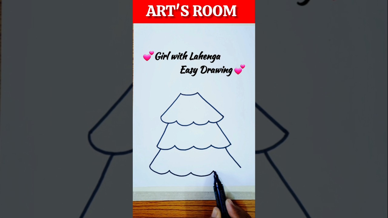Girl With Lahenga Easy Drawing #shorts #youtubeshorts #artsroom