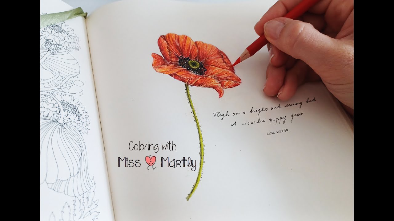 Coloring tutorial | The flower year by Leila Duly | Popy with Prismacolor
