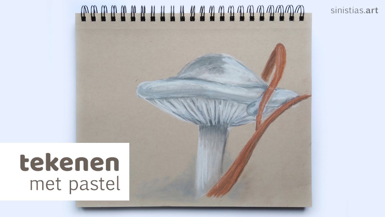 Drawing with pastel, toadstool / Tekenen met pastelkrijt, paddenstoel - 007 - DIY