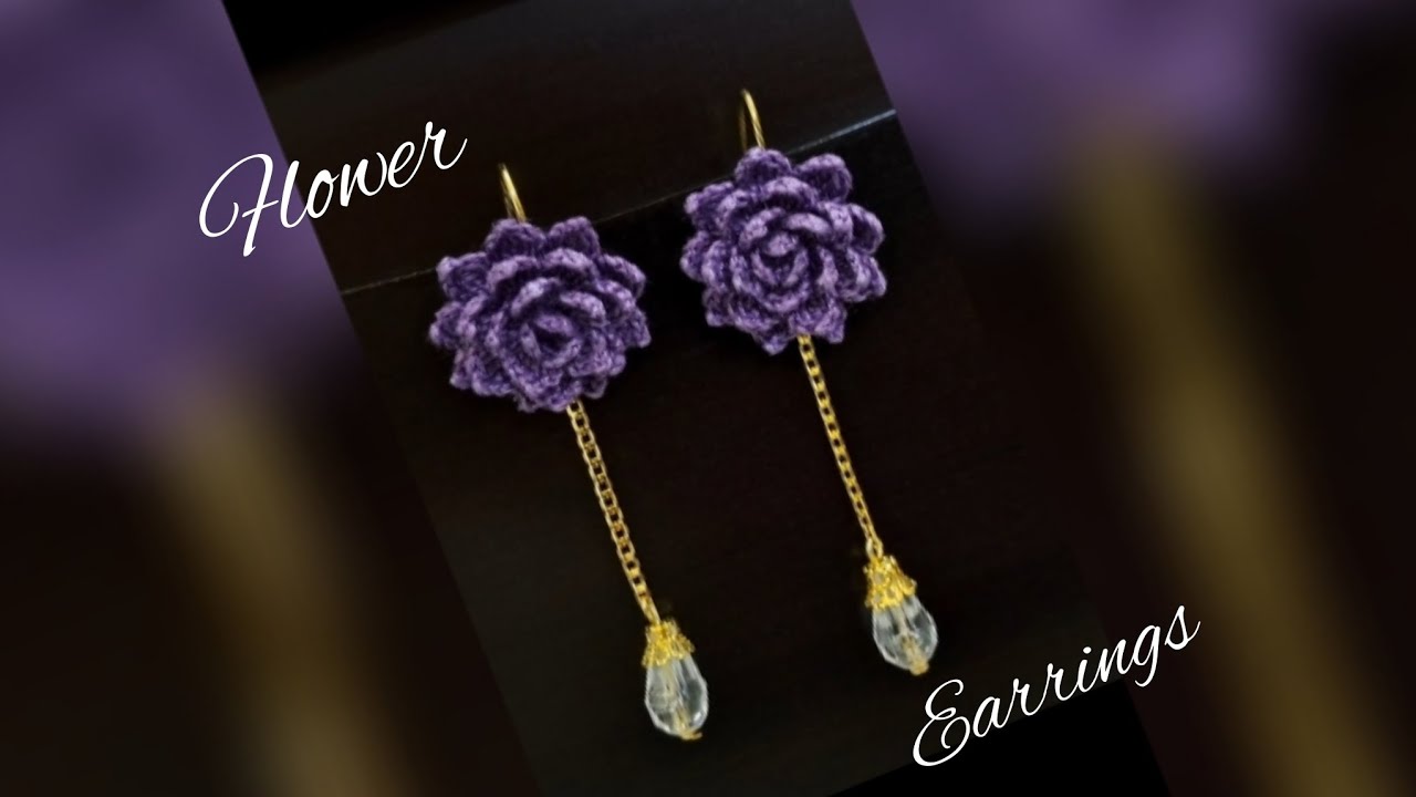 HOW TO MAKE  CROCHET FLOWER EARRINGS | 3-D EARRINGS |  CROCHET EARRINGS| CROCHET FLOWER