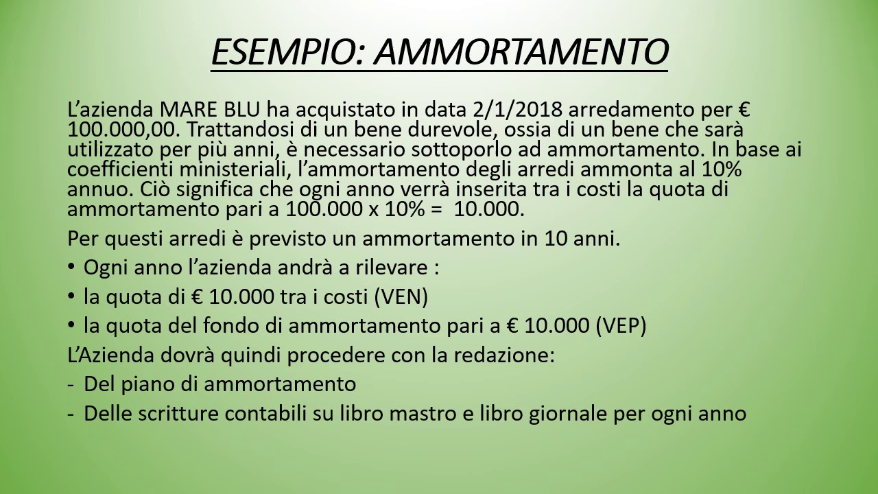 SCRITTURE DI AMMORTAMENTO