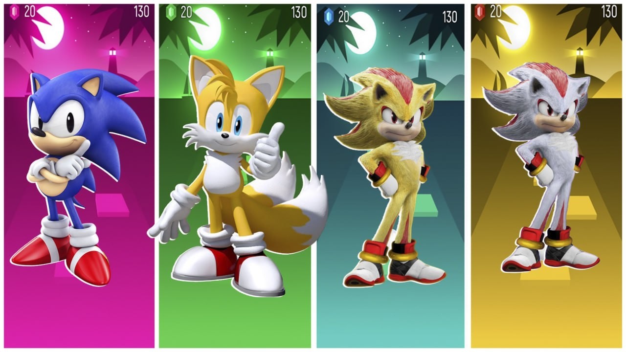 BLUE SONIC vs YELLOW SONIC VS YELLOW SONIC vs WHITE SONIC - Tiles Hop EDM Rush🎵