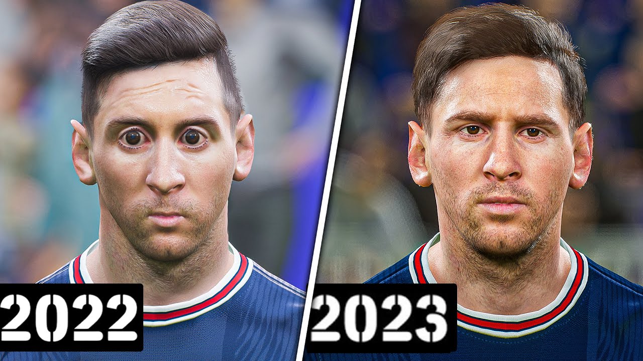 eFootball 2023 vs eFootball 2022 - PSG Player Faces Comparison (Messi, Neymar, Mbappe, etc..)