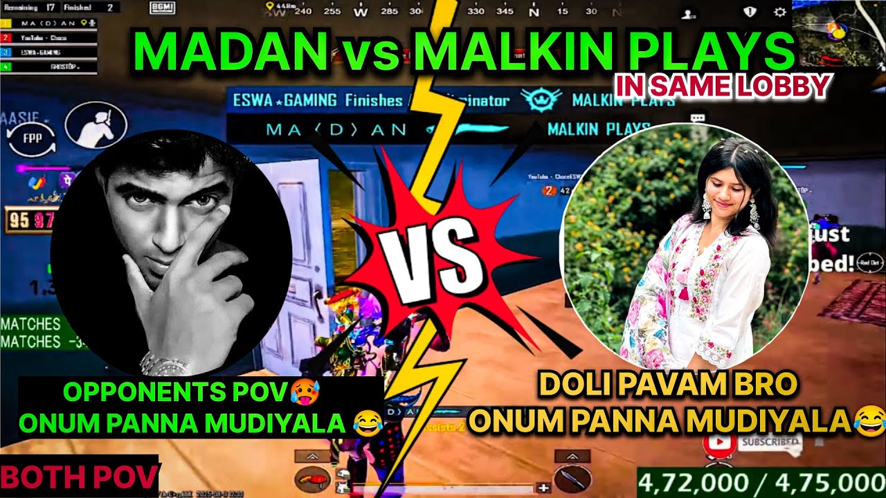MADAN vs MALKIN PLAYS ||IN SAME LOBBY ||DOLI PAVAM BRO😂|| #madan #madanop #bgmi #bgmitamil #botsquad