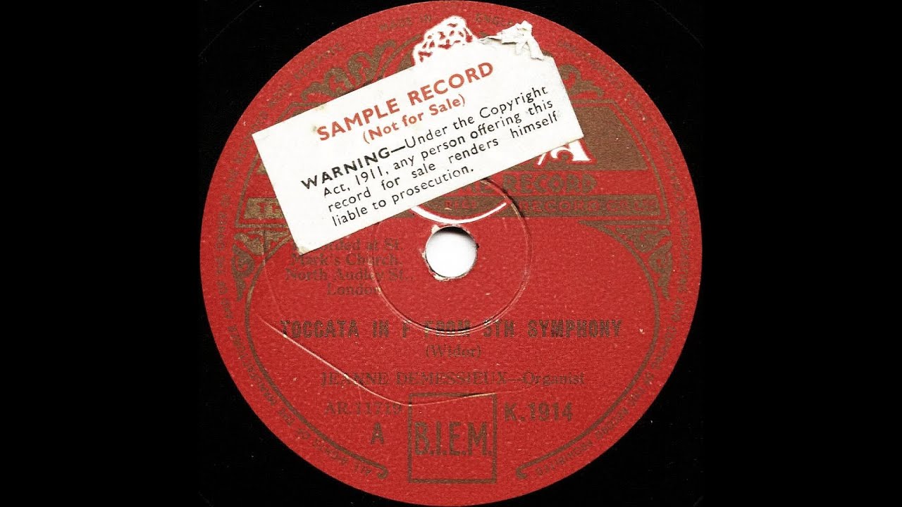 Toccata (5th Symph.) C.M. Widor, Jeanne Demessieux at St. Mark's Church London (78 rpm, 1948)