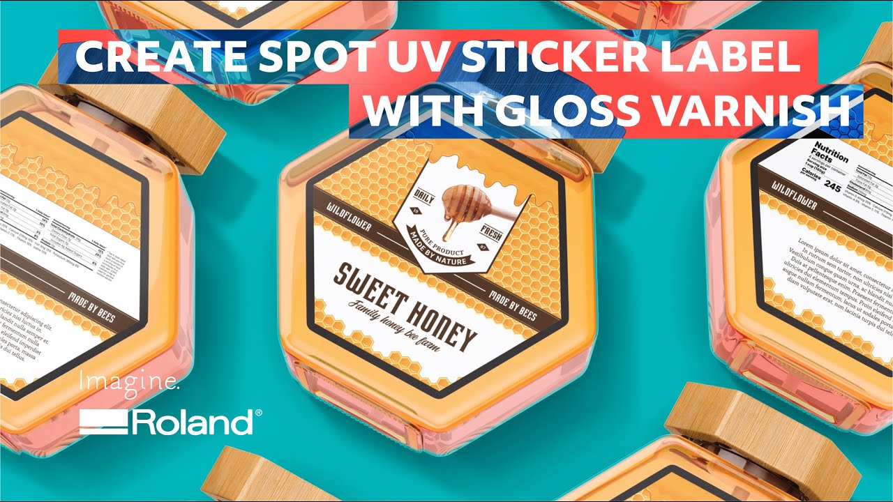 Create Spot UV Sticker Labels Roland DG Gloss Varnish Effect