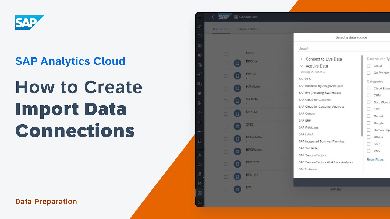 Как создать подключения для импорта данных: SAP Analytics Cloud