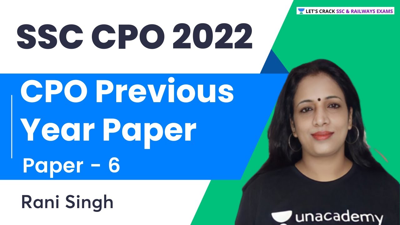 CPO Previous Year Paper | Paper - 6 | English | SSC CPO 2022 Exam | Rani Singh