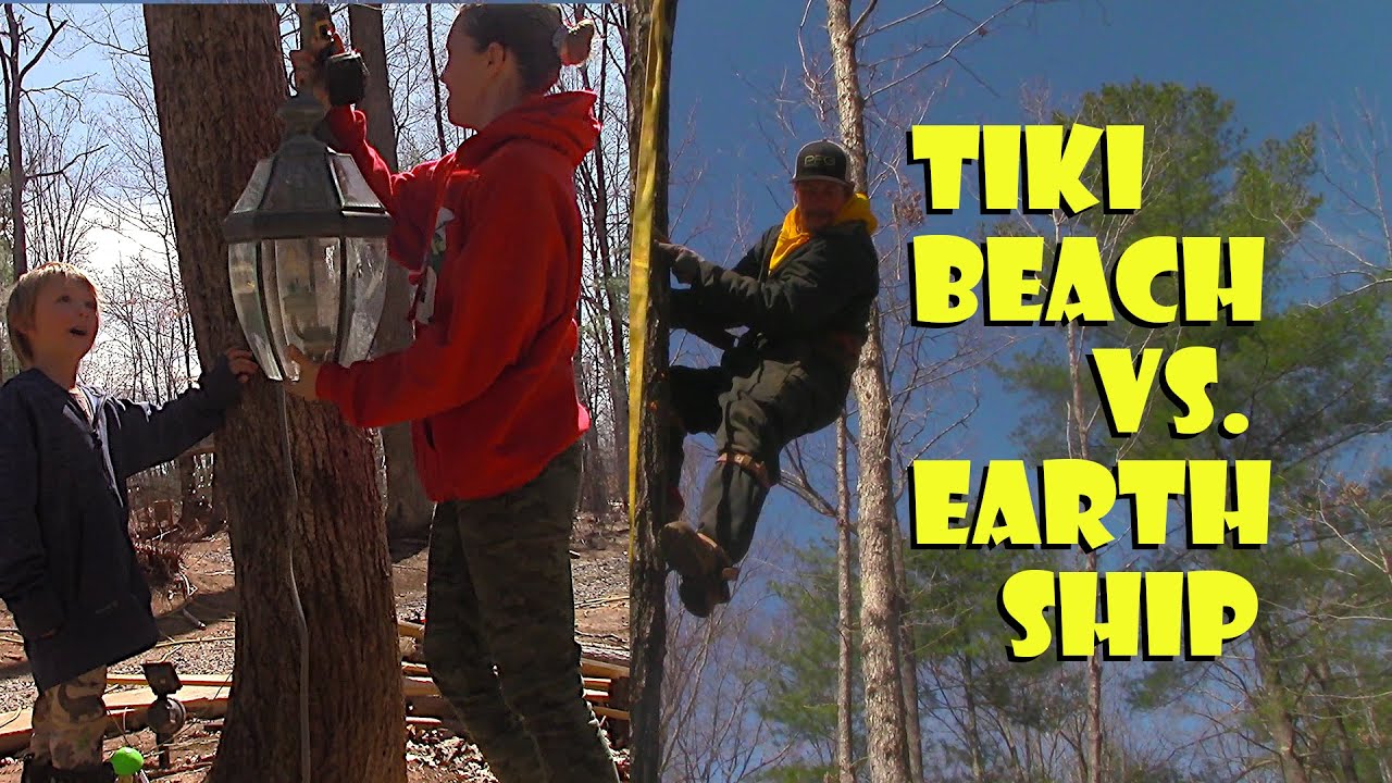 Cleaning Up/ Trash Run! Chris's Earthship Camp Vs. Hollie's Tiki Beach Firepit