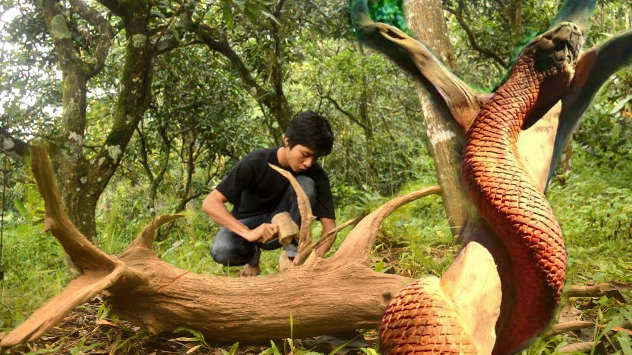 ukiran tradisional pemalang |WOOD CARVING MAKE A SNAKE|cara membuat ular|how to make a snake