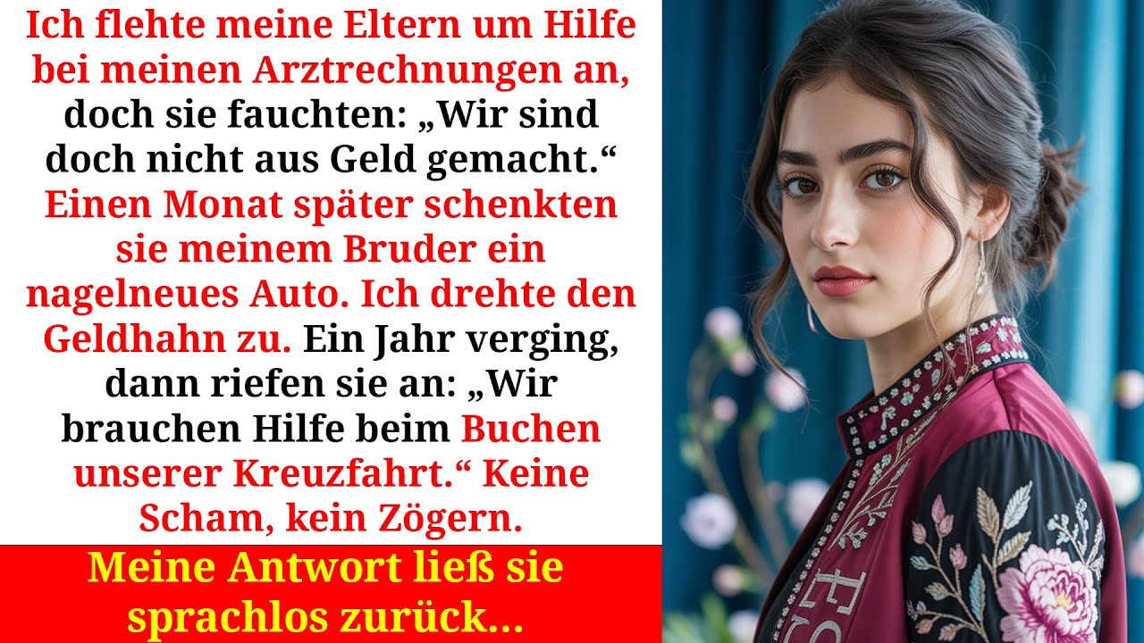 Sie verweigerten mir Hilfe bei Arztrechnungen doch baten mich um Geld für ihre Kreuzfahrt…