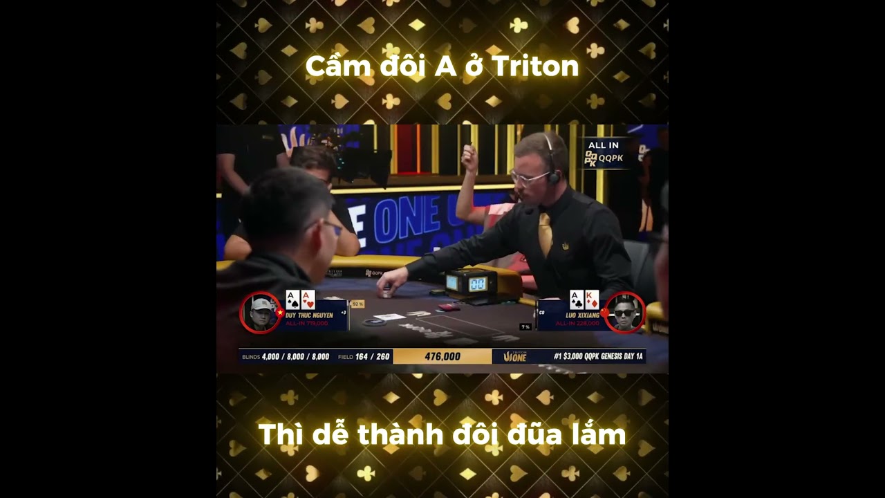 Đôi A ở Triton dễ thành đôi đũa lắm 😆 | Poker VN