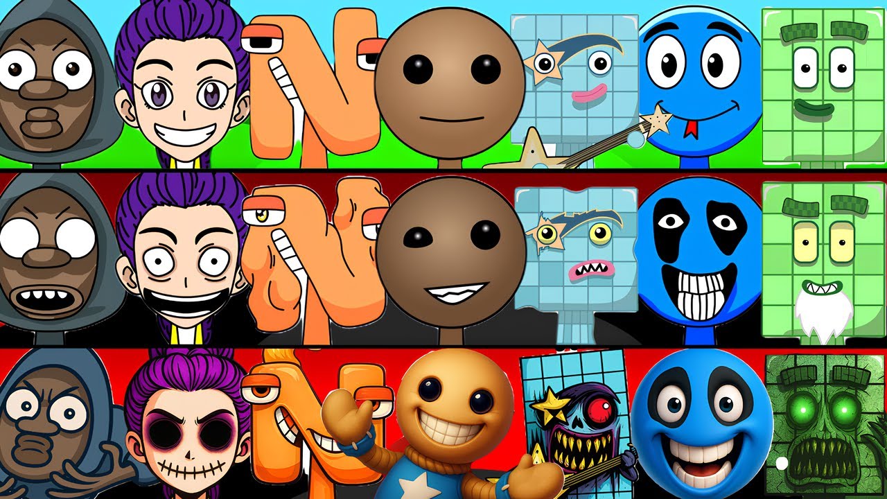 Incredibox Sprunki OC Phase 1 to Phase 3 Buddy (From Kick the Buddy), N (from Alphabet Lore), Rumi