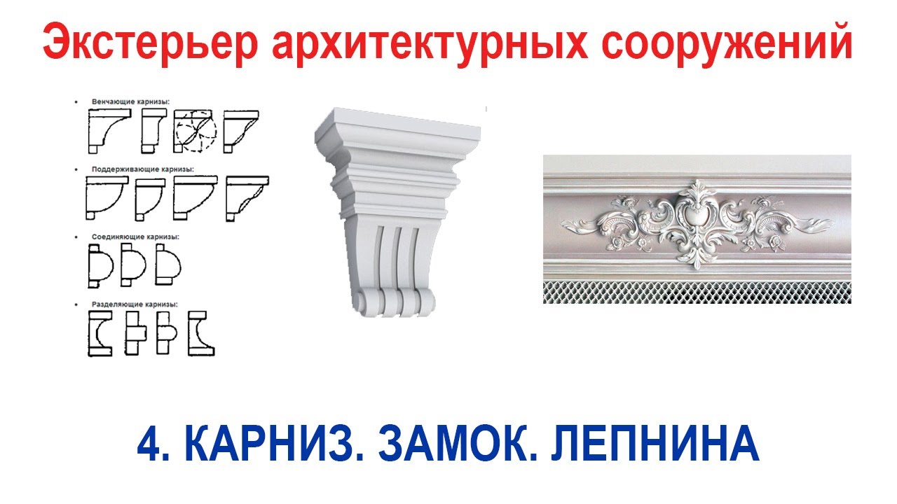 4_Экстерьер архитектурных сооружений в 3ds Max. Моделирование Карниз Замок Лепнина