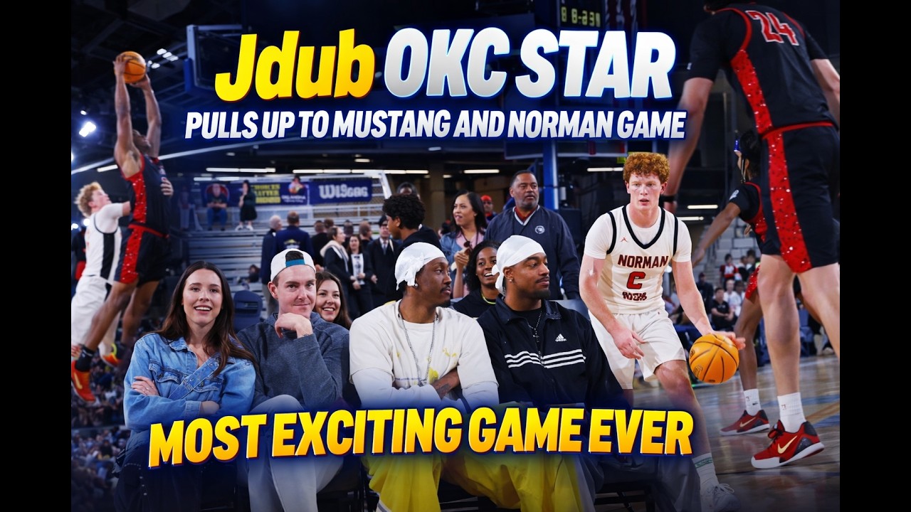 6A State- JDub pulled up and the gym went CRAZY 😳🔥 Most exciting Mustang vs Norman game ever!! 🏀⚡️