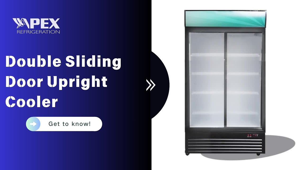 New Design Double Sliding Door Upright Cooler with Sliding Door | Apex Refrigeration