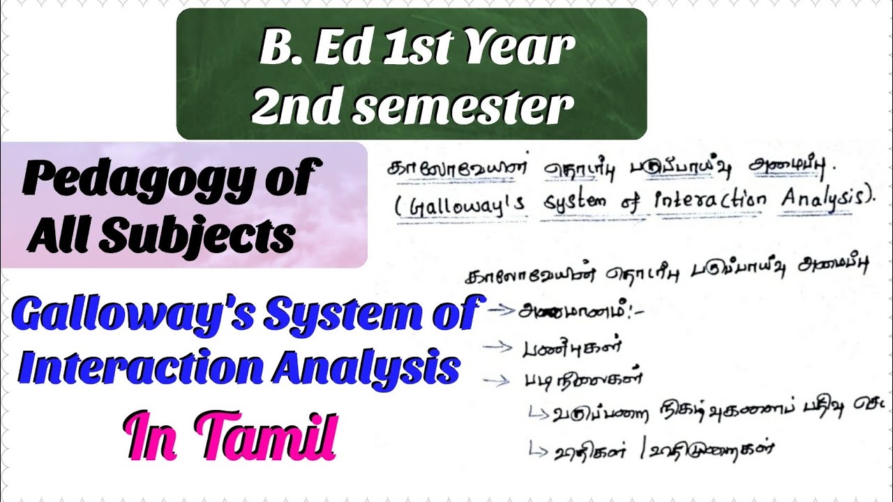 Galloway's System of Interaction Analysis | B. Ed 1st year 2nd semester | pedagogy subject