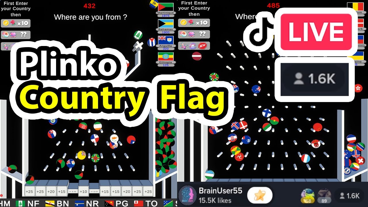 Tiktok interactive Live Game : Plinko Country Flag 🔥