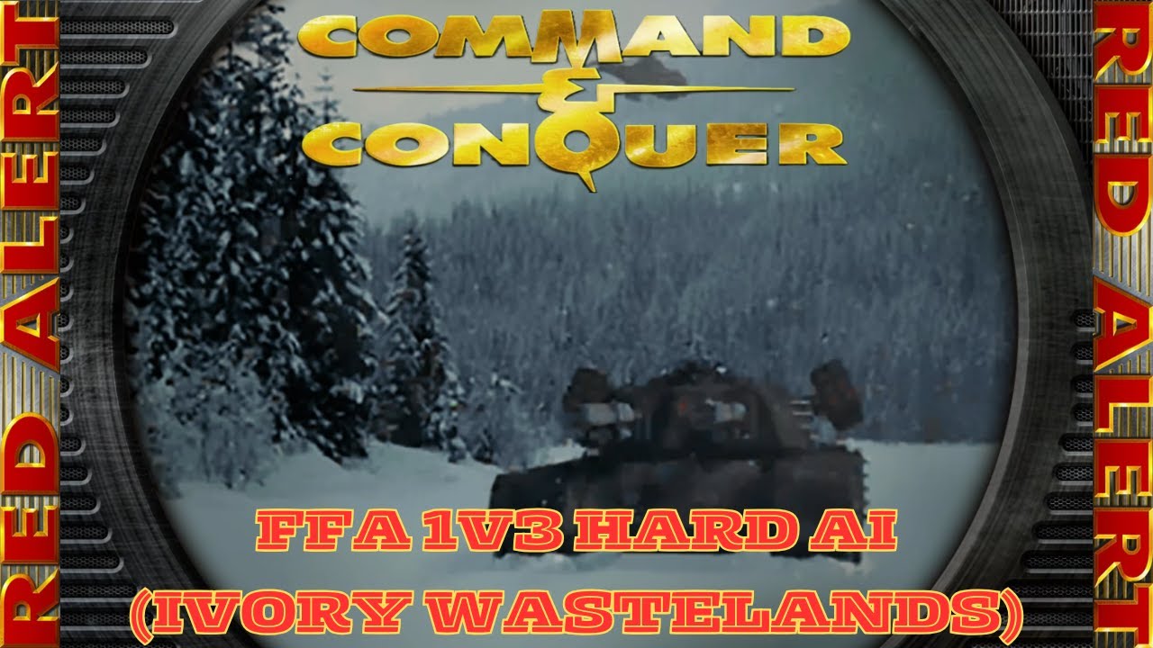 Command And Conquer Red Alert Skirmish FFA 1V3 Hard (Ivory Wastelands) RTS Allied Gameplay PC