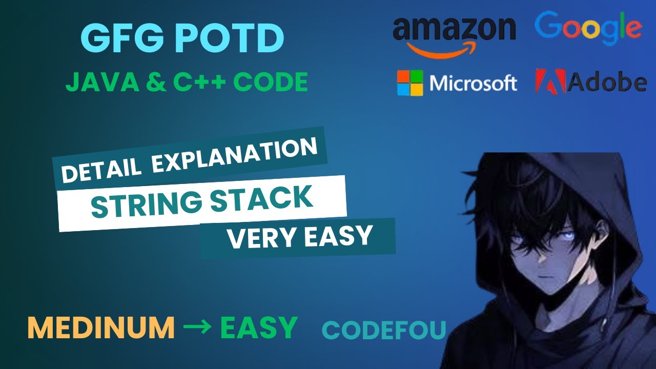 String stack | GFG POTD | GFG | Java & C++ code | 15-09-2025