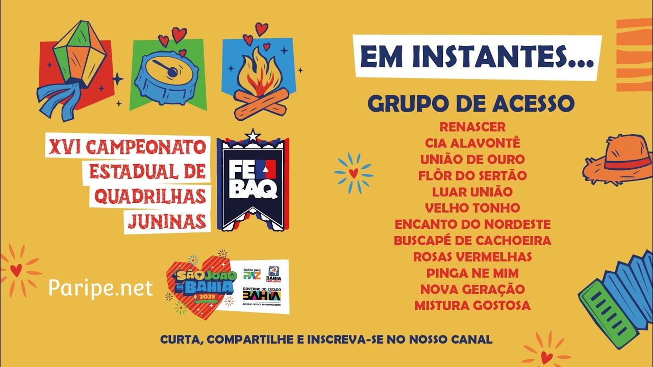 XVI Campeonato Estadual de Quadrilhas Juninas | AO VIVO | Grupo de acesso: 12/06 #JuninasNoParipeNet