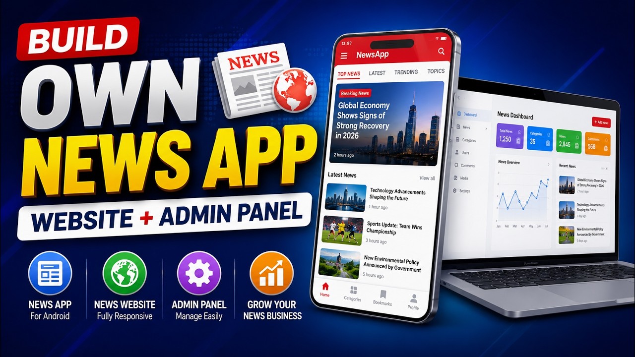 Create News App with Website & Admin Panel | How to Build Own News App | Complete Software