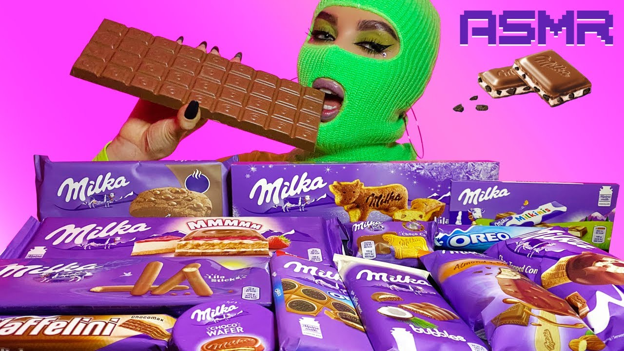 ASMR Milka Chocolate Party Mukbang | ASMR Chocolate Bar Eating | ASMR Eating Fru Fru ASMR